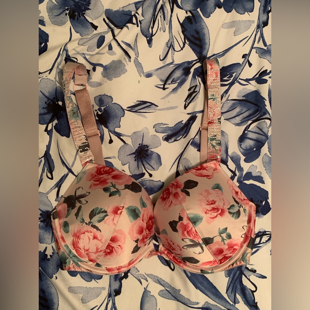 Victoria Secret Rhinestone Strap Floral Bra